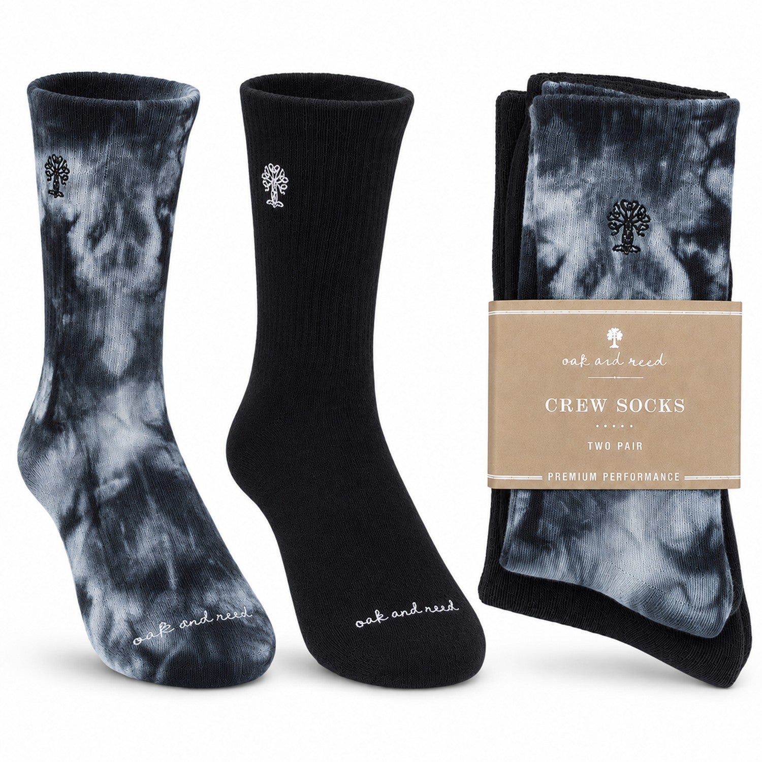 2PK Crew Socks, Tie Dye + Solid