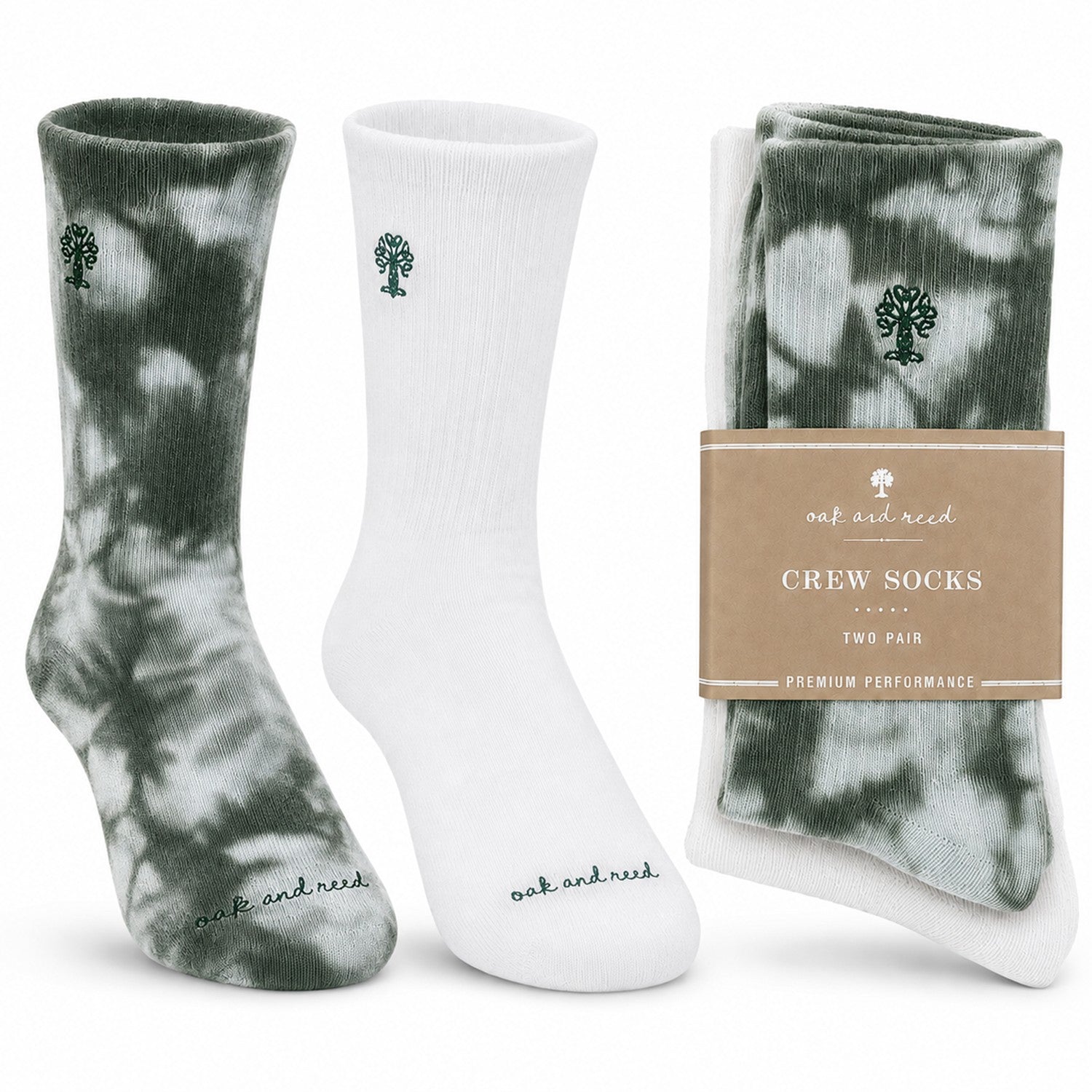 2PK Crew Socks, Tie Dye + Solid