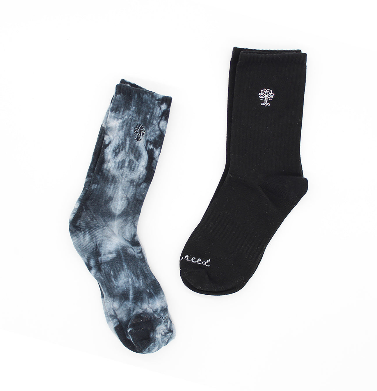 2PK Crew Socks, Tie Dye + Solid