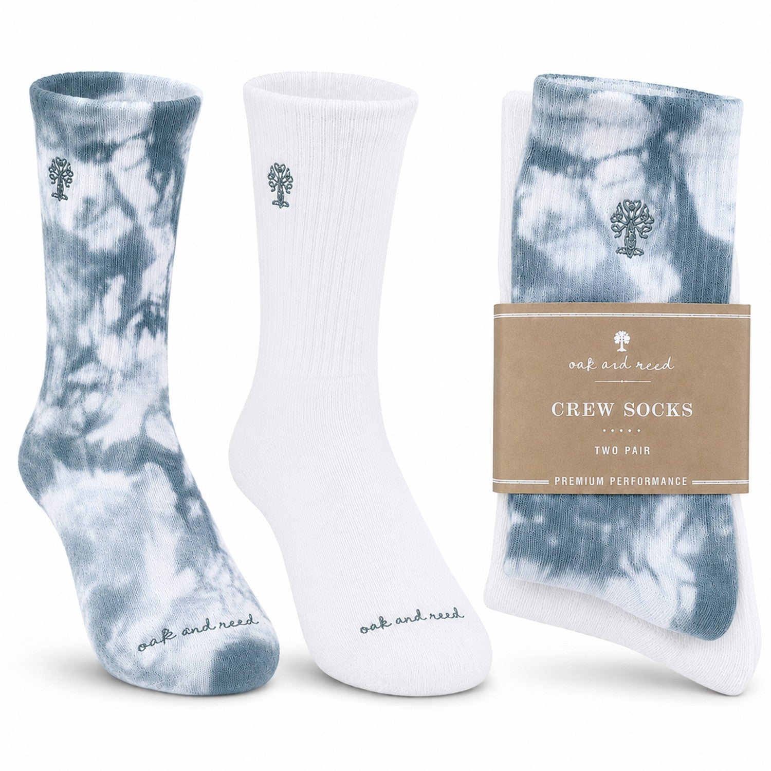 2PK Crew Socks, Tie Dye + Solid