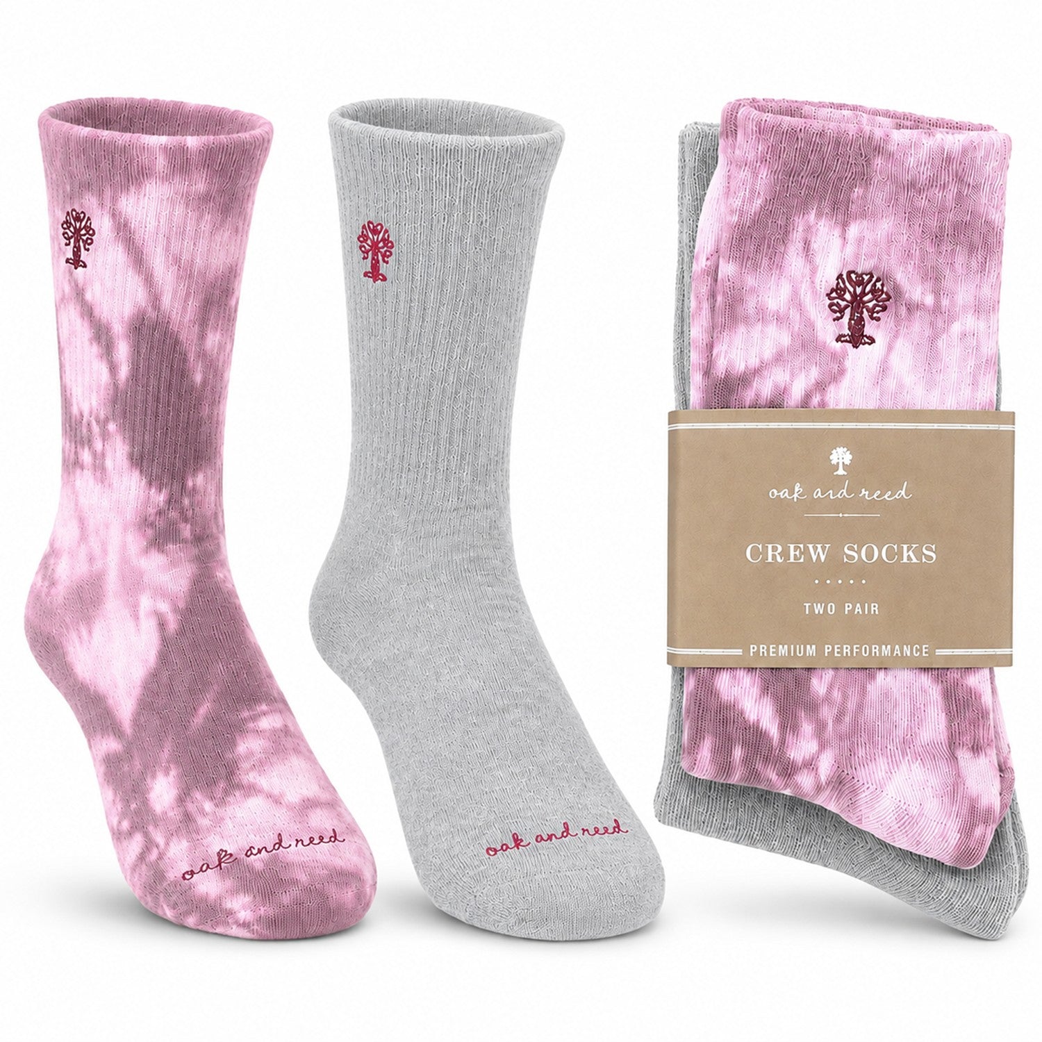 2PK Crew Socks, Tie Dye + Solid
