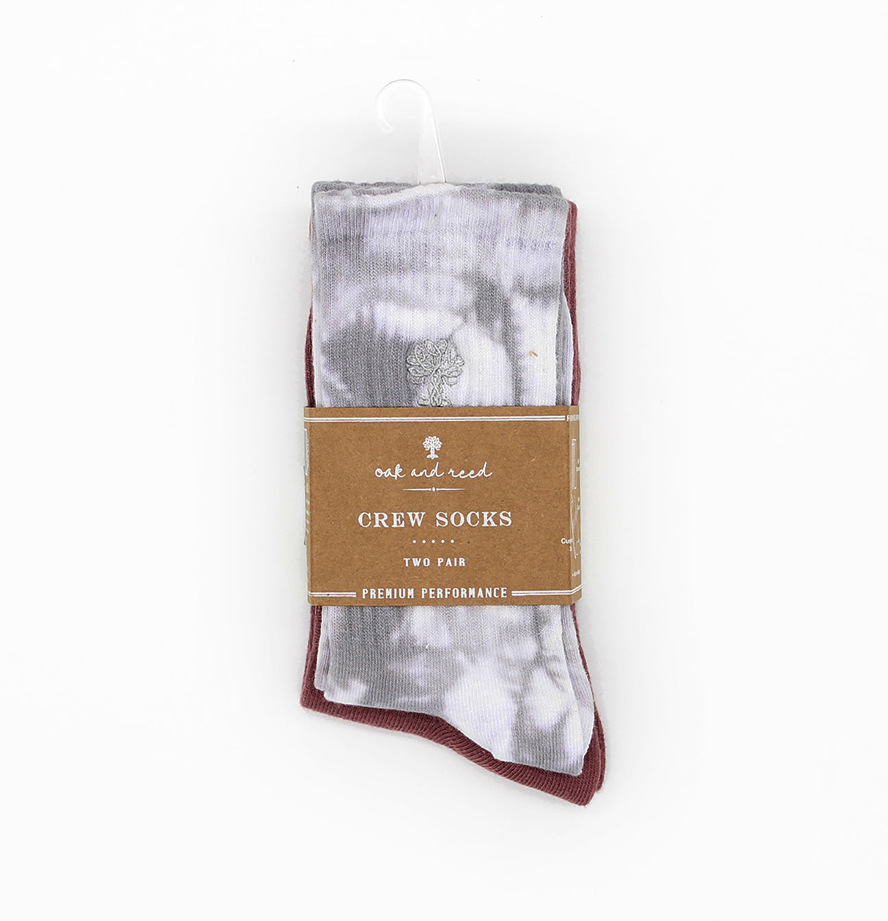 2PK Crew Socks, Tie Dye + Solid