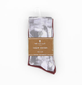 2PK Crew Socks, Tie Dye + Solid
