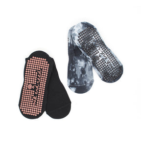 2PK Get-a-Grip Studio Socks, Tie Dye + Solid